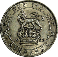 Great Britain George V Silver 1925 6 Pence KM# 815a.1 (18 775)