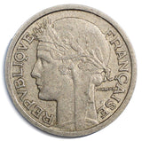 France Aluminum 1945 - C 2 Francs Key Date Toned 27mm KM# 886a.3 (4117)