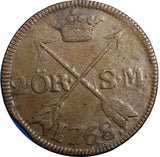 Sweden  Adolf Frederick Copper 1768 2 Ore, S.M.Low Mintage-168,000 KM# 461(4854)