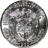 Panama Vasco Núñez de Balboa Silver 1962 1/4 Balboa NGC MS65 KM#11.2 (022)