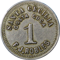 Guatemala Token F.J.Robles Santa Cecilia 1 Real (c.1890) ND Rulau Gma281 VF