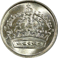 Sweden Gustaf VI SILVER 1953 10 Öre GEM BU COIN  KM# 823 (22 091)