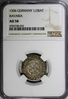 Germany BAVARIA Albrecht IV Silver 1506 1/2 Barzen NGC AU58 TOP GRADED MB# 17(5)