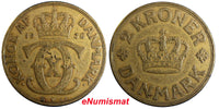 Denmark Christian X 1936 N; GJ  2 Kroner 31mm Low Mintage-400,000 KM# 825.2 (00)