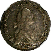 Russia Catherine II 1769 SPB 10 Kopeks NGC MINT ERROR VF25 SCARCE C# 61a.3 (009)