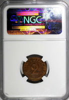 Germany,Third Reich 1938 D 2 Reichspfennig NGC AU DETAILS KM# 90 (008)