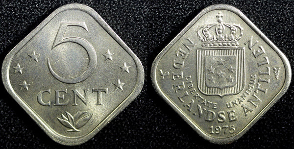 Netherlands Antilles Copper-Nickel 1975 5 Cents UNC KM# 13 (23 729)