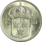 SWEDEN Gustaf V Silver 1931 G 10 Öre UNC KM# 780 (22 143)