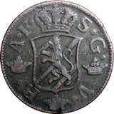 SWEDEN COPPER Adolf Frederick 1763 2 Ore,S.M  Low Mintage:401,000 KM#461(2375)