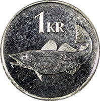 Iceland 1999 1 Krona Magnetic UNC /BU 21.5mm KM# 27a RANDOM PICK ( 1 COIN )