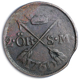 Sweden Adolf Frederick Copper 1760 2 Ore, S.M. Mintage-558,000 KM# 461 (4549)