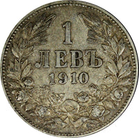 Bulgaria Ferdinand I Silver 1910 1 Lev Toned KM# 28 (22 337)
