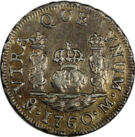 Mexico SPANISH COLONY Ferdinand VI 1760 Mo M Real Choice XF  RARE KM# 76.2 (846)