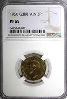 Great Britain George VI PROOF Nickel-Brass 1950 3 Pence NGC PF65 KM# 873 (42)