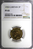 Great Britain George VI PROOF Nickel-Brass 1950 3 Pence NGC PF65 KM# 873 (42)