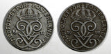 Sweden Gustaf V Iron LOT OF 2 COINS 1917,1918 2 Öre World War I issue KM#790(4)