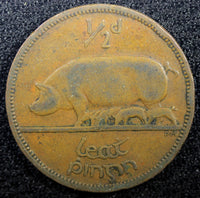 Ireland Republic Bronze 1943 1/2 Penny  Sow with piglets KM# 10 (23 089)