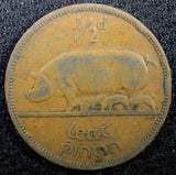 Ireland Republic Bronze 1943 1/2 Penny  Sow with piglets KM# 10 (23 089)