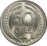 Sweden Gustaf V Nickel-Bronze 1946 TS 50 Ore  GEM BU KM# 796 (009)