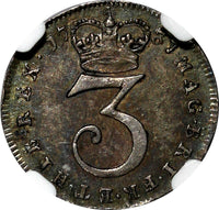 Great Britain George II Silver 1737 3 Pence Maundy NGC AU58  KM# 569 (049)
