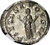 Roman Gordian III 238-244 A.D. Silver Denarius NGC MS /Pietas Nice  (089)