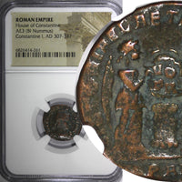 Roman Empire Constantine I AD 307-337 AE3 BI Nummus / ANGELS OF VICTORY NGC (61)