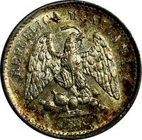 Mexico SECOND REPUBLIC Silver 1887 ZS Z 5 Centavos Zacatecas aUNC  KM# 398.10