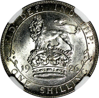 Great Britain George V Silver 1926 1 Shilling NGC MS63 MODIFIED BUST  KM# 829