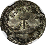 Bolivia Silver 1830 PTS JL 1/2 Sol  NGC MS61 6 Point Stars 1 YEAR TYPE KM# 93.2a