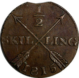 SWEDEN Carl XIII Copper 1815 1/2 Skilling NICE DETAILS KM# 590 (15 250)