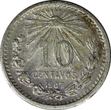 Mexico ESTADOS UNIDOS MEXICANOS Silver 1907 M 10 Centavos KM# 428 (391)