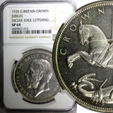 Great Britain Silver Jubilee George V  1935 Crown NGC SP64 Original Box KM# 842