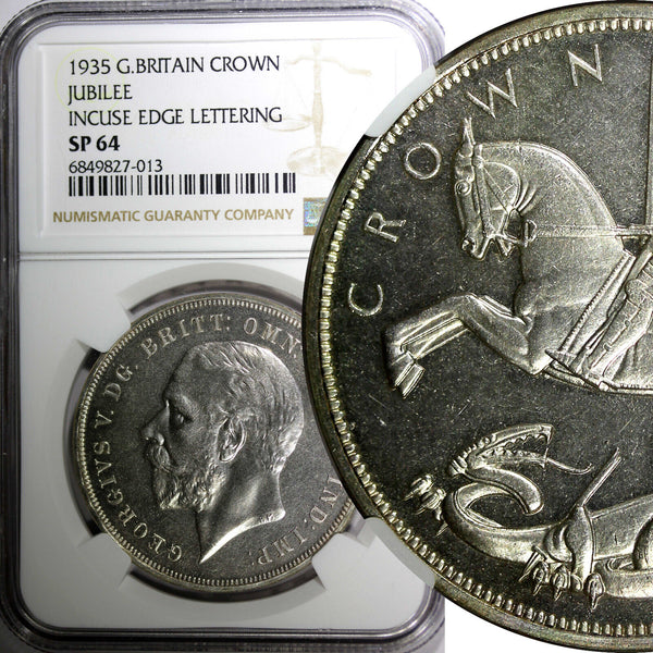 Great Britain Silver Jubilee George V  1935 Crown NGC SP64 Original Box KM# 842