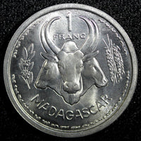 Madagascar Aluminum 1948 1 Franc Paris Mint GEM BU KM# 3 (23 627)