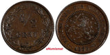 Netherlands William III Bronze 1885 1/2 Cent ch.XF KM# 109.1 (20 461)