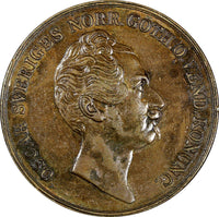 Sweden Oscar I Copper 1849 4 Skilling Banco 37.2 mm 1st Year Type KM# 672 (679)