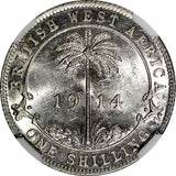 British West Africa George V Silver 1914 1 Shilling NGC AU58 KM# 12 (013)