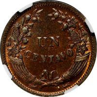 PERU Bronze 1943 1 Centavo KEY DATE NGC MS66 RB TOP GRADED KM# 211a (009)