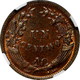 PERU Bronze 1943 1 Centavo KEY DATE NGC MS66 RB TOP GRADED KM# 211a (009)