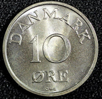 Denmark Frederik IX Copper-Nickel 1957  10 Øre GEM BU COIN KM# 841.2 (23 845)