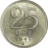 Sweden Gustaf V Silver 1943 G 25 Öre 1stYear Type GEM BU COIN KM# 816 (22 029)