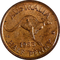 Australia Elizabeth II Bronze 1953 1/2 Penny BETTER DATE UNC KM# 49