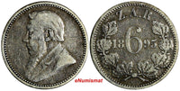 South Africa  Johannes Paulus Kruger Silver 1895 6 Pence KEY DATE RARE KM# 4(13)