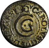 Swedish Livonia City of Riga Carl X Gustav Silver 1654 1 Solidus UNC KM# 50 (10)