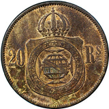 BRAZIL Bronze Pedro II 1868 20 Reis RED/BROWN HIGH GRADE KM# 474 (3686)