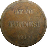 Italian States NAPLES Ferdinand I Copper 1817 8 Tornesi 35mm KM# 273 (23 509)