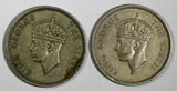 Hong Kong, Prc George VI Copper-Nickel LOT OF 2 COINS 1951 50 Cents KM#27.1(082)
