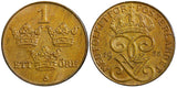 SWEDEN Gustaf V Bronze 1935 1 Öre  Choice UNC Condition KM# 777.2 (21 919)
