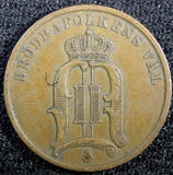 Sweden Oscar II Copper 1892 2 Ore Mintage-688,000 KM# 746   (23 120)