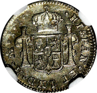 Mexico SPANISH COLONY Fernando VII Silver 1820 Mo JJ 1/2 Real NGC AU58 KM#74